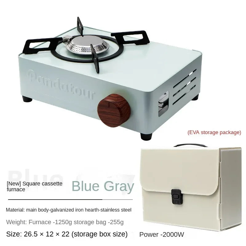 2000W Portable Gas Stove Card Stove Outdoor Camping Cassette Stove Burner Picnic Barbecue Cooking Card Magnetic Stove Gas Tan Oasis Select A