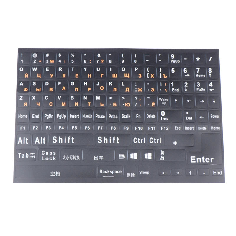 1Pc Full Size Russian Keyboard Stickers Letter Alphabet Layout Sticker Key Stickers For Laptop Desktop PC Keyboard Cover Oasis Select Orange