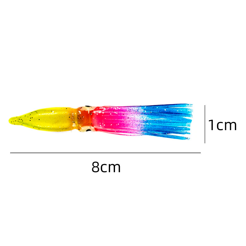 10pcs 8cm Soft Lure Squid Artificial Bait Lures Octopus Tuna Sailfish Baits Random colour Oasis Select