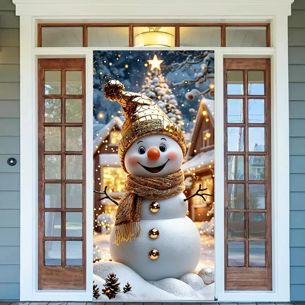 Snowman Christmas Door Banner - Festive front door cover, polyester festive decorations for indoor and outdoor use Oasis Select
