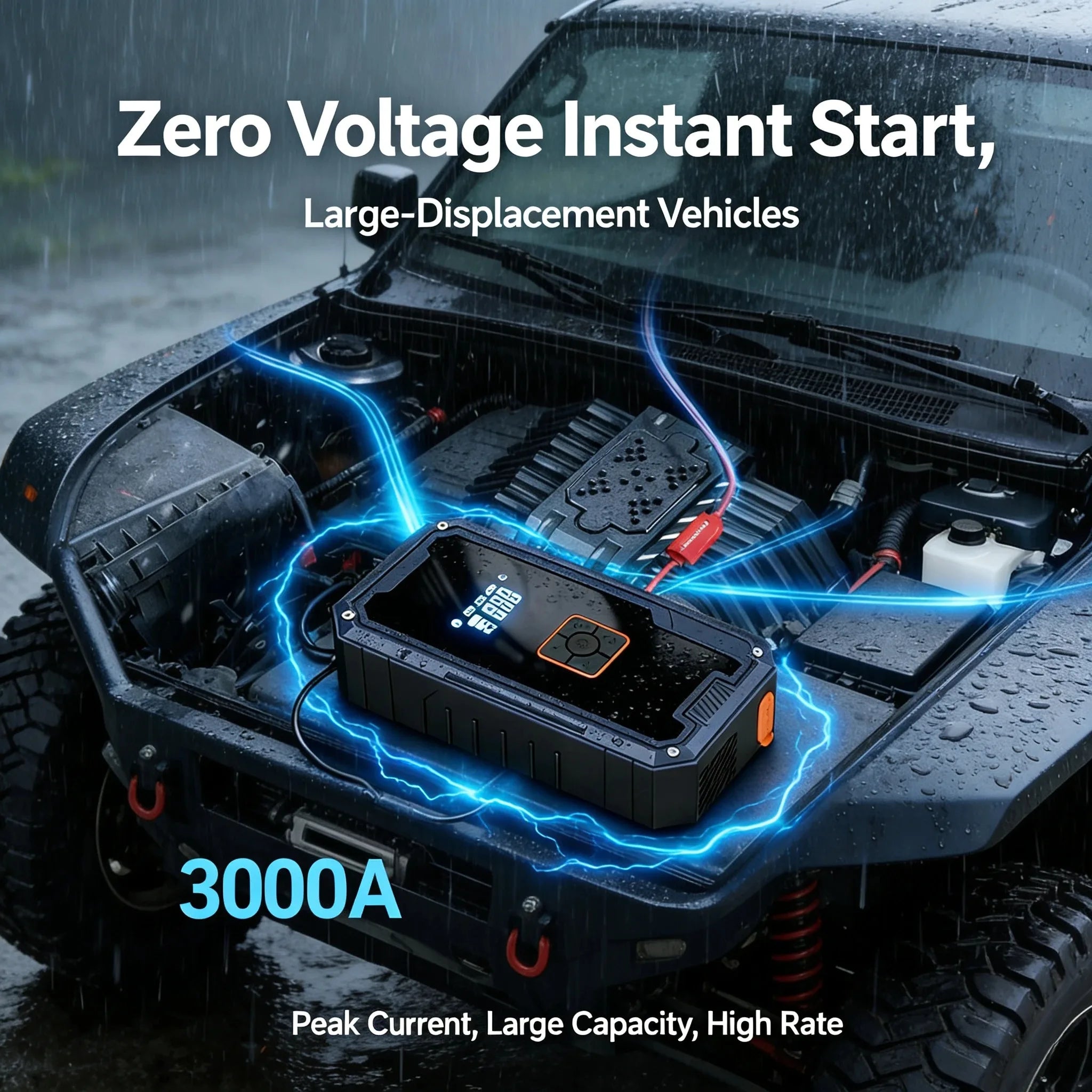 3000A 99800mAh Car Jump Starter with 150PSI Tire Inflator 4 in 1 12V Auto Battery Booster Portable Power Bank LED Light Oasis Select
