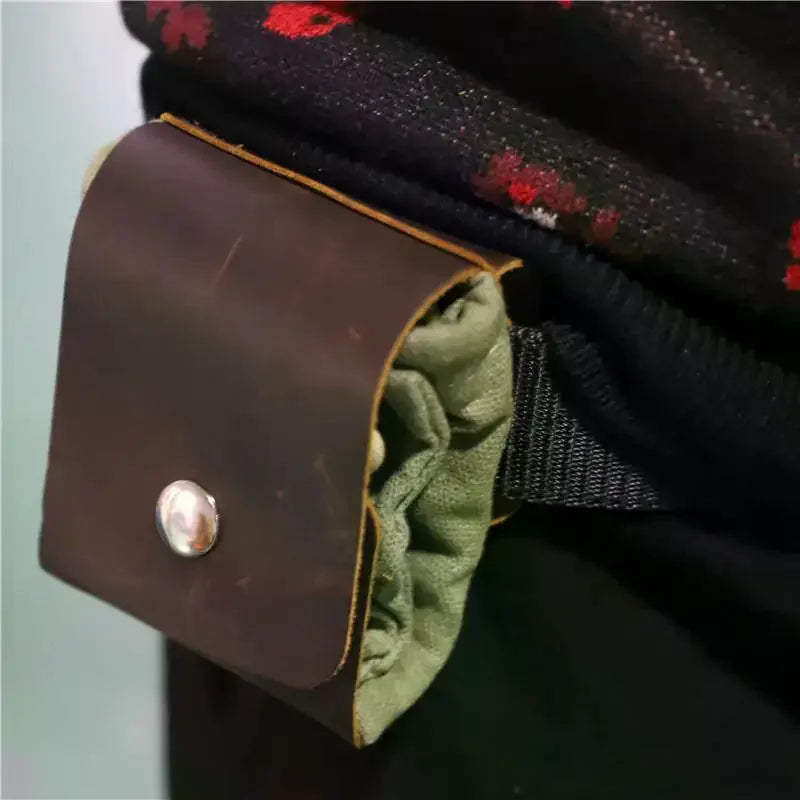 Portable Outdoor Waist Bag Wear-resistant PU Leather Foldable Hanging Storage Pouch for Cycling Running Camping Use Oasis Select