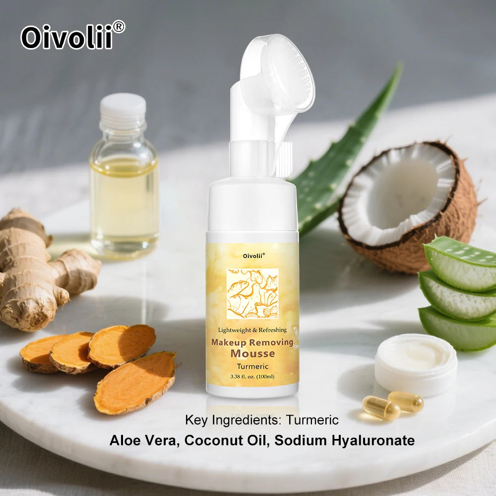 Turmeric Makeup Removing Mousse-Foaming Face Cleanser Gentle Daily Mousse With Turmeric – Helps Remove Impurities. Oasis Select