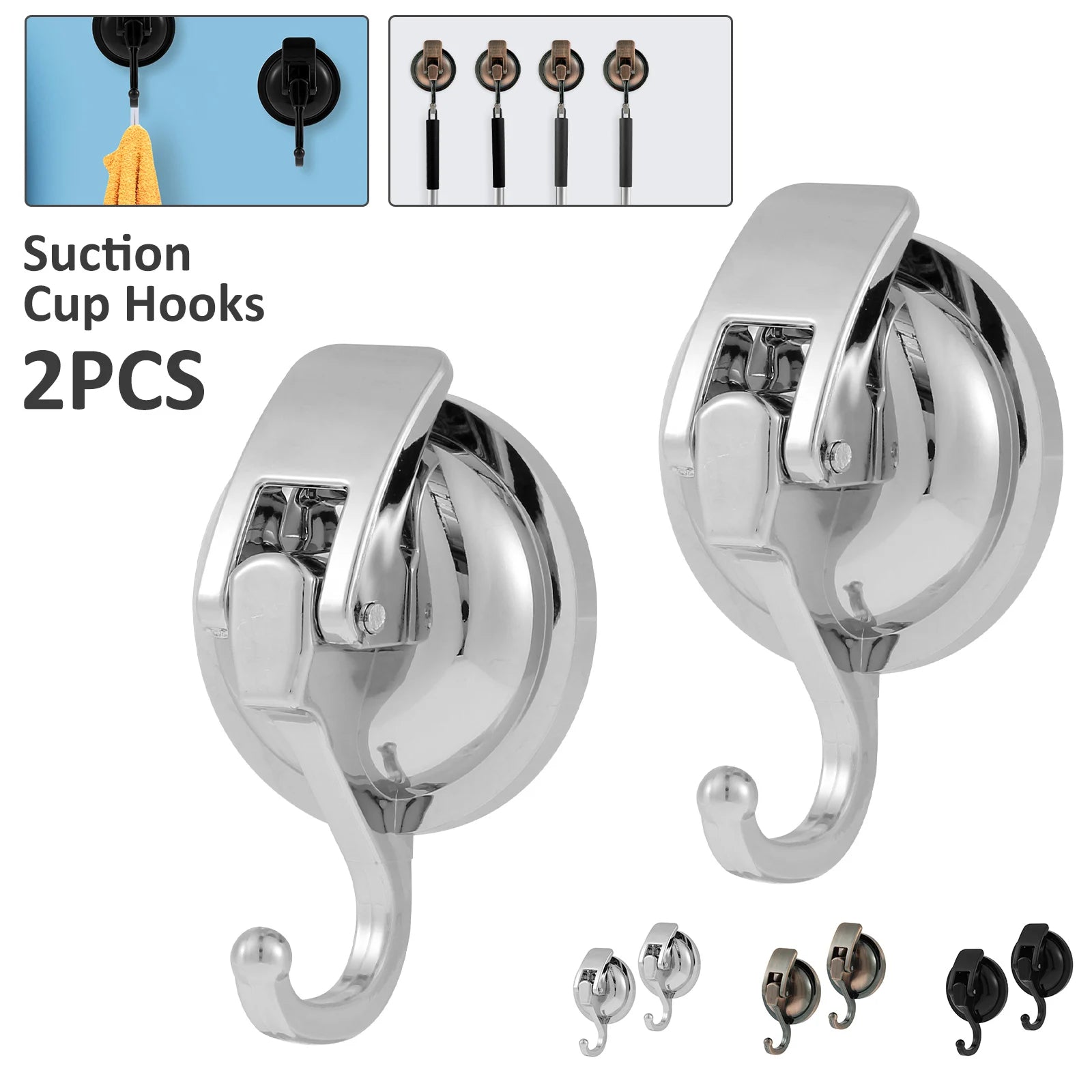 2PCS Heavy Duty Suction Cup Hooks,Strong Vacuum Shower Hooks for Bathroom Kitchen, No Drill Wall Hangers Super Suction Wall Hook Oasis Select