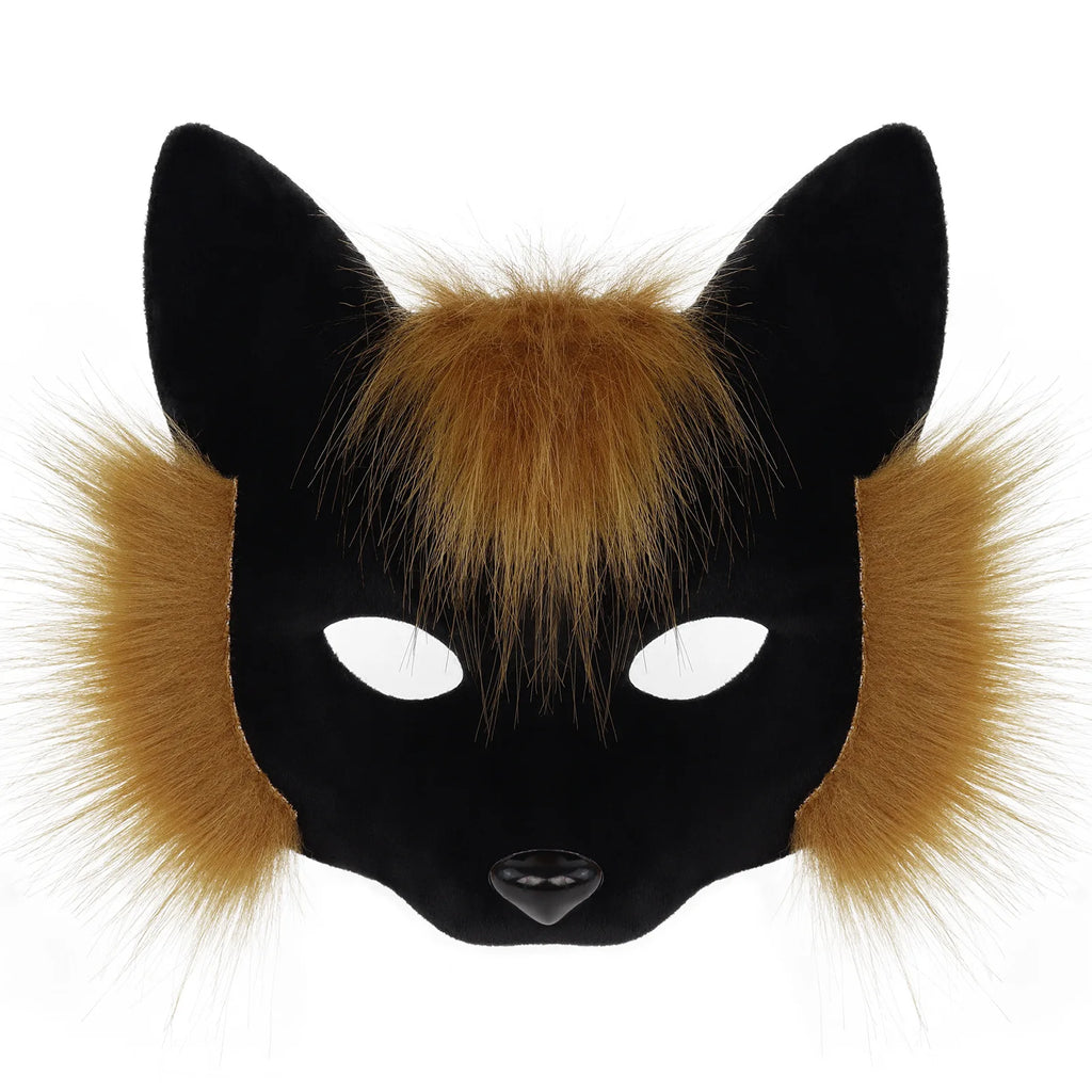 Trendy Animal Half Face Masks Fox Cat Mask Costumes Props for Halloween Cosplay Party Oasis Select Black brown