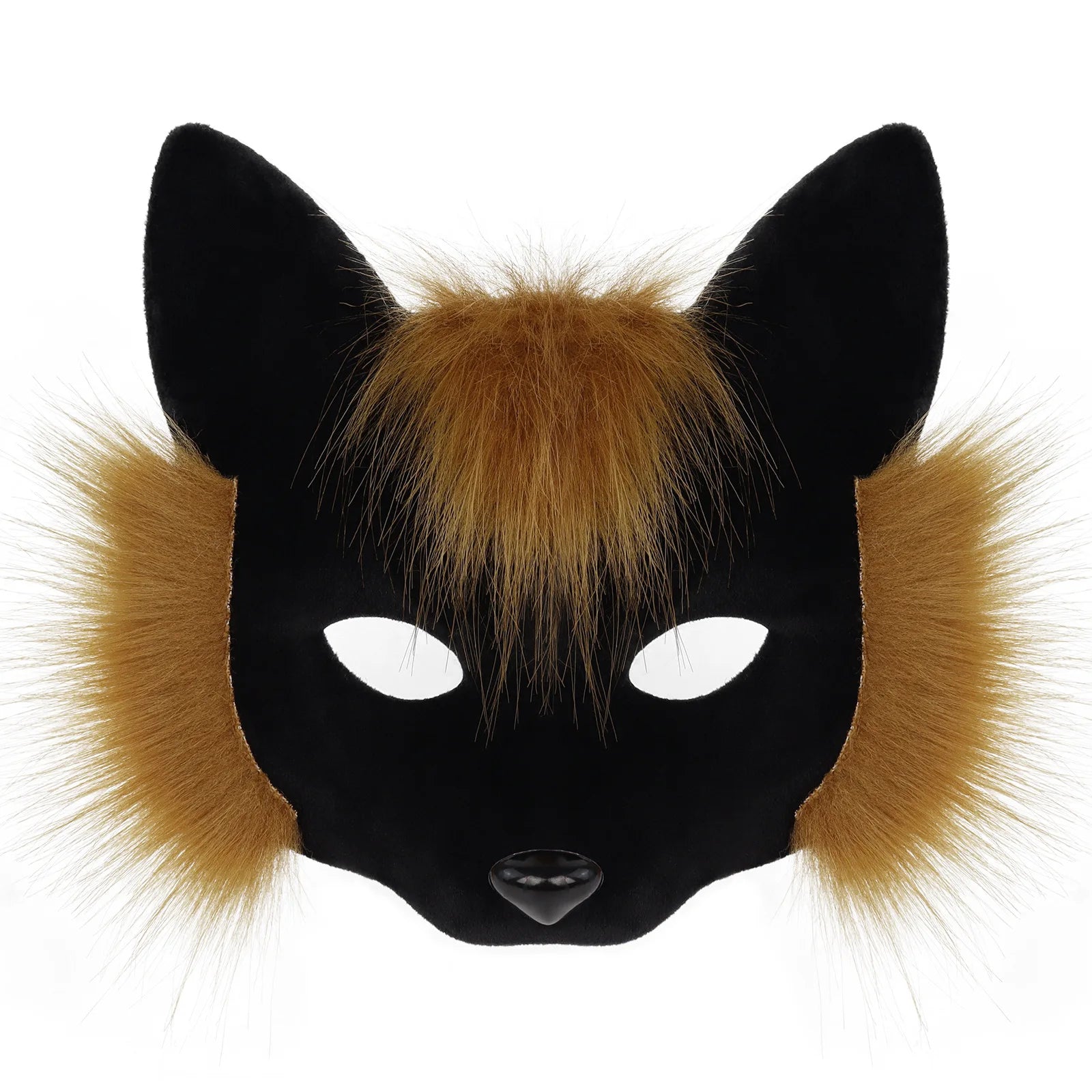 Trendy Animal Half Face Masks Fox Cat Mask Costumes Props for Halloween Cosplay Party Oasis Select Black brown