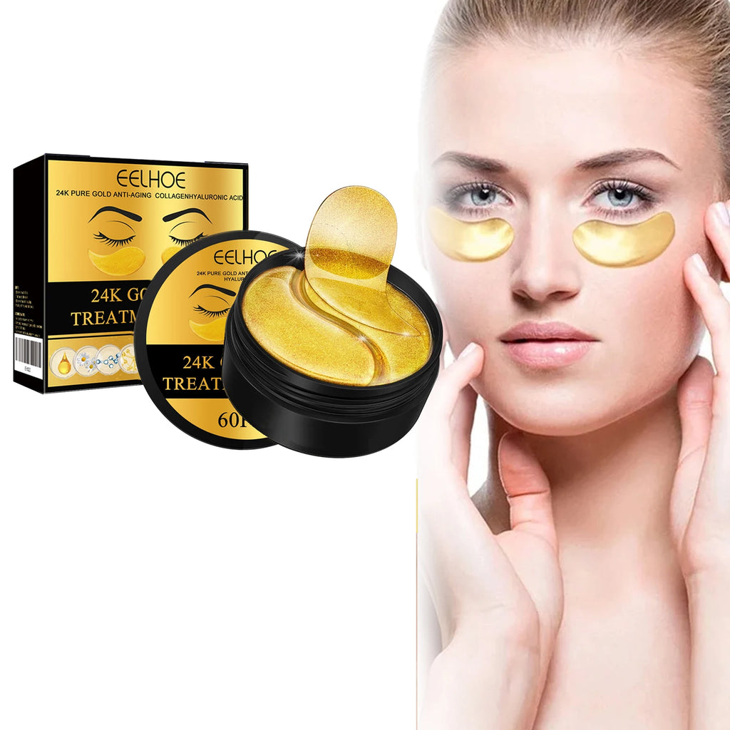 60pc 24K Gold Collagen Eye Masks – Dark Circles & Anti-Aging