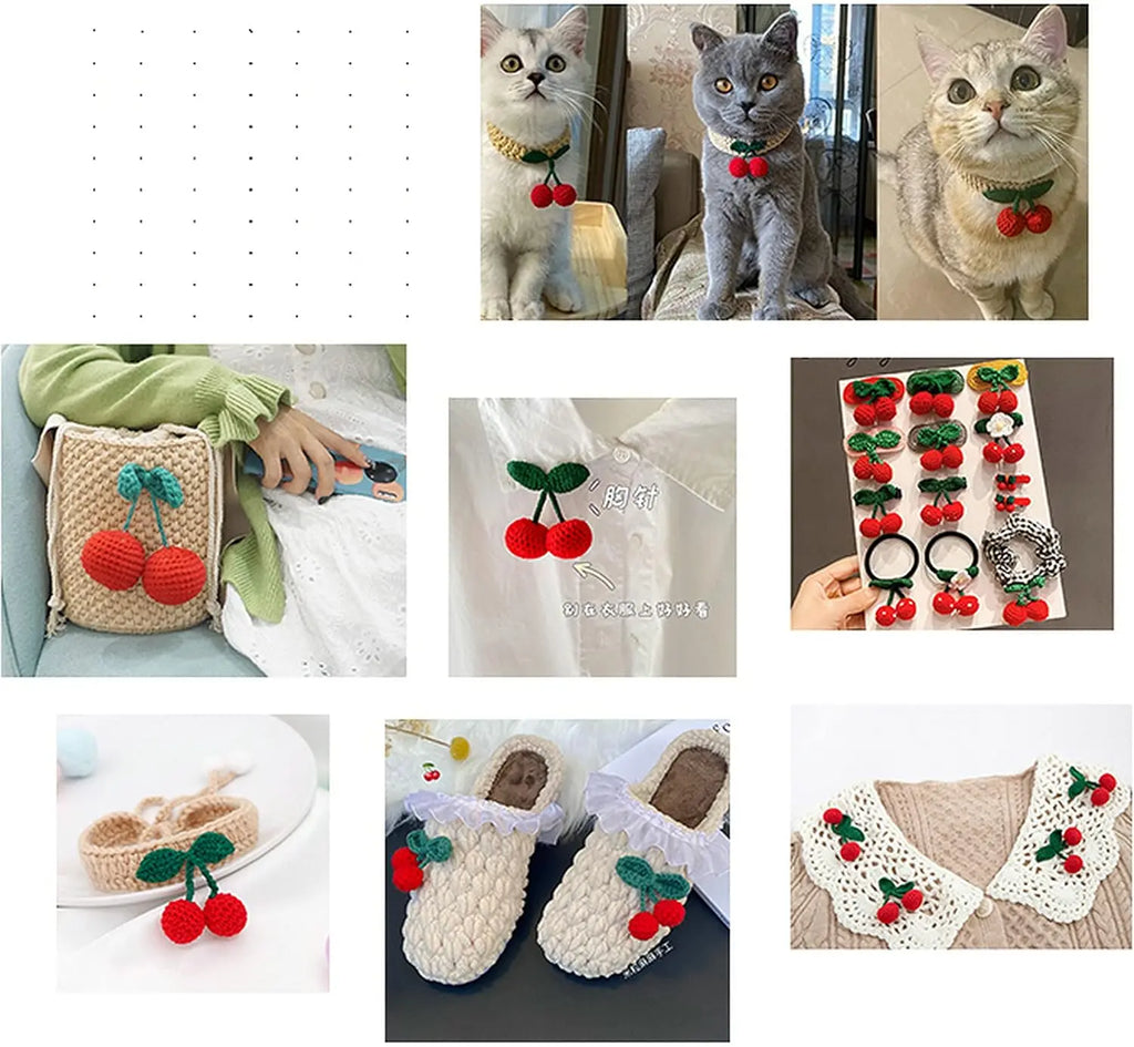 Knitted Cherry Fruit Brooch – Cute Bag & Clothing Pin DIY