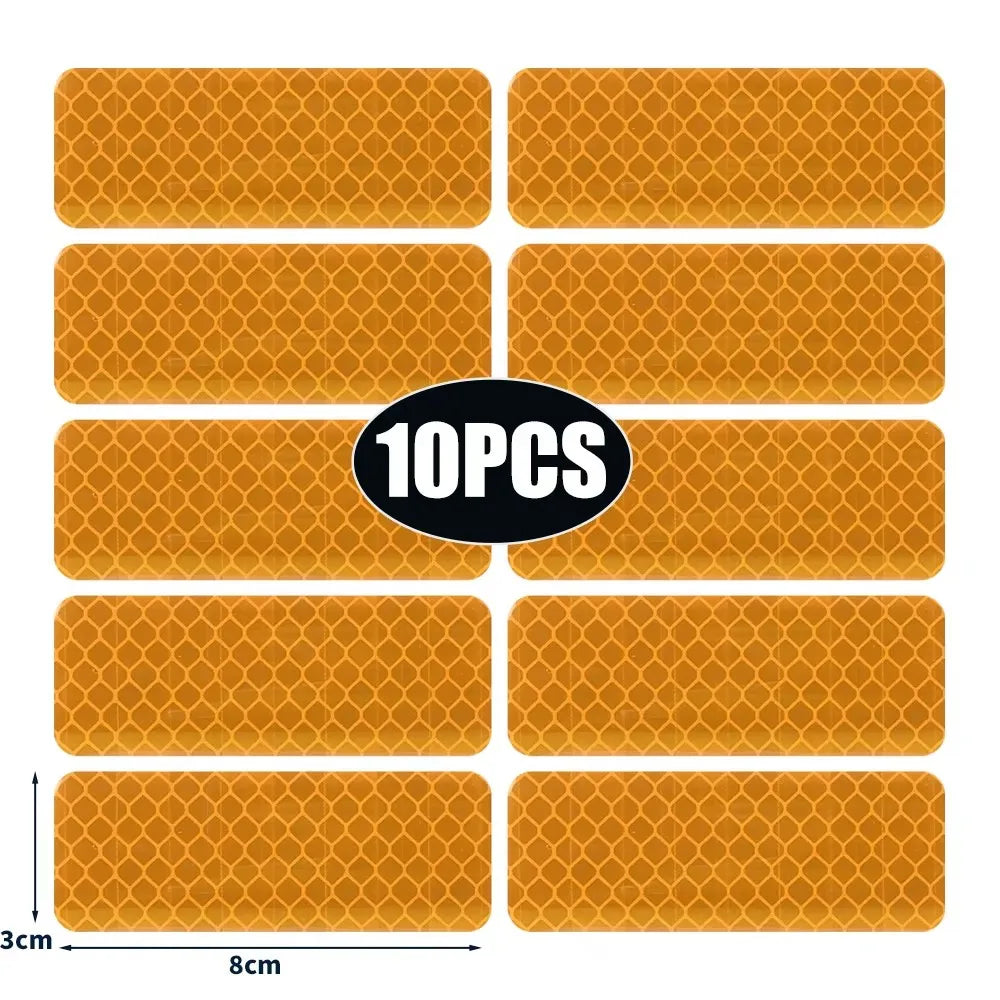 10/20/30pcs Reflective Strips Night Safety Warning Bicycle Motorcycle Stickers Motorbike Helemet Side Panels Decals Decoration Oasis Select 10pcs Orange