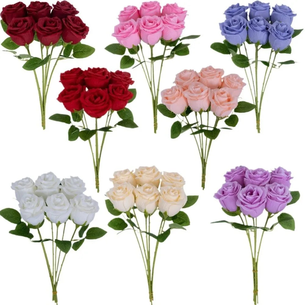 Silk Rose Artificial Bouquet | Realistic Faux Flower Stem Décor