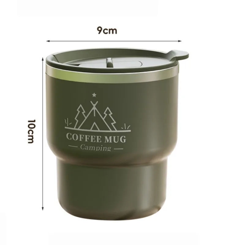 2Pcs 304 Stainless Steel Insulated Coffee Mug 13.53oz Double Wall Portable Camping Thermal Cup Leakproof Office Milk Tumbler Oasis Select