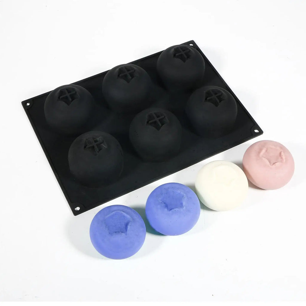 Silicone Baking Mold 6-Cavity Blueberry Food-Grade Heat Resistant Blueberry Shaped Silicone Baking Pan for Chocolate Cookie Oasis Select