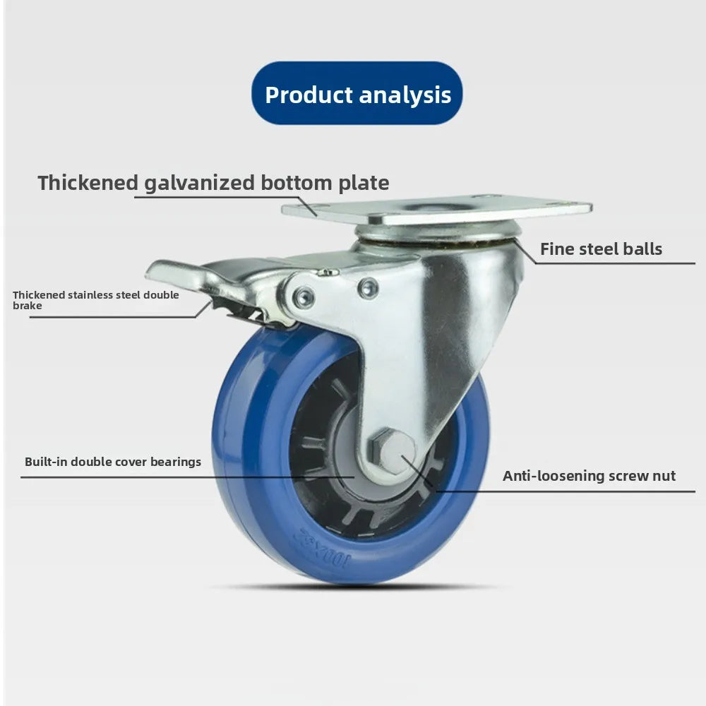 Transport Rollers 100MM Swivel Casters with Brake For All Types Of Floors, Furniture Transport Industrial Logistics Oasis Select