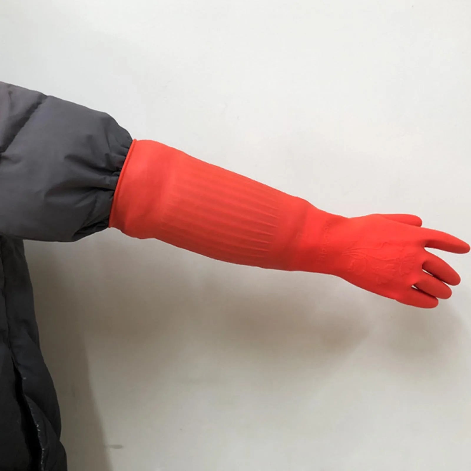 1pair Flexible Comfortable Rubber Clean Gloves Red Dish Washing Long Home Bathroom Cleaning Kitchen Accessories Oasis Select