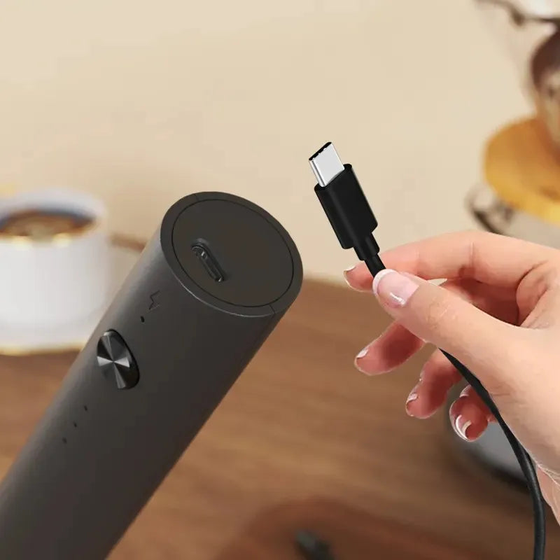 Electric Handheld Milk Frother – 3-Speed Rechargeable Foam Maker