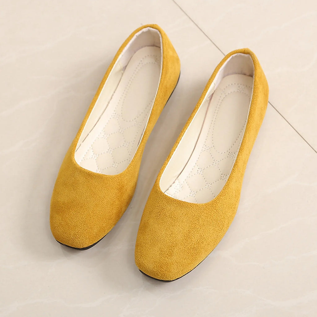 Woman Flats Casual Round Toe Cute Flats Flock Mocasines Ballerina Church Flats Female Suede Elegant Soft Sole Mom Shoes Oasis Select