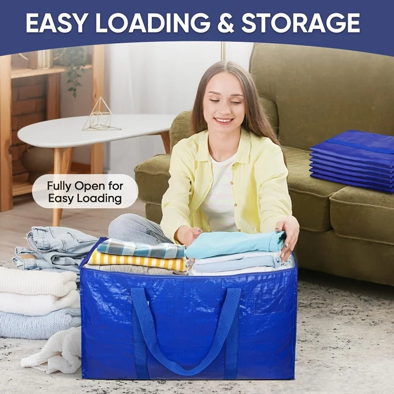 6 pack Heavy-Duty Storage Box with Zipper, Large Capacity Space Saving Plastic Organizer for Home, Closet, Garage and Travel Oasis Select