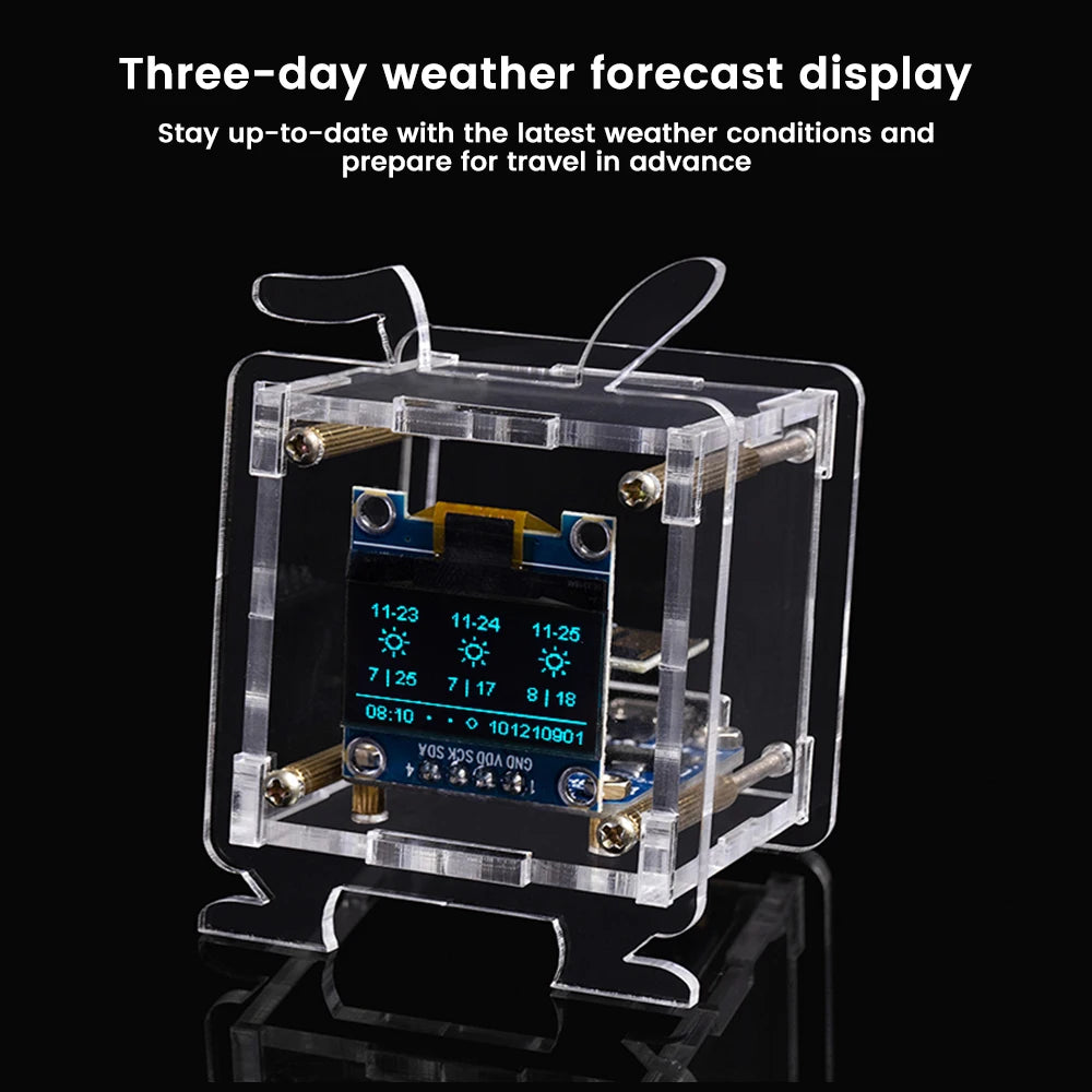 ESP8266 Electronic Clock DIY Kit Mini 0.96-inch OLED Display Weather Clock 2.4G Wifi Temperature and Humidity Welding Practice Oasis Select