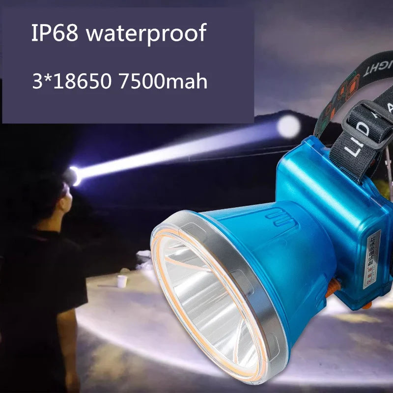 SHINEKNOT IP68 LED Headlamp 300W 7500mAh Fishing Mining Lamp