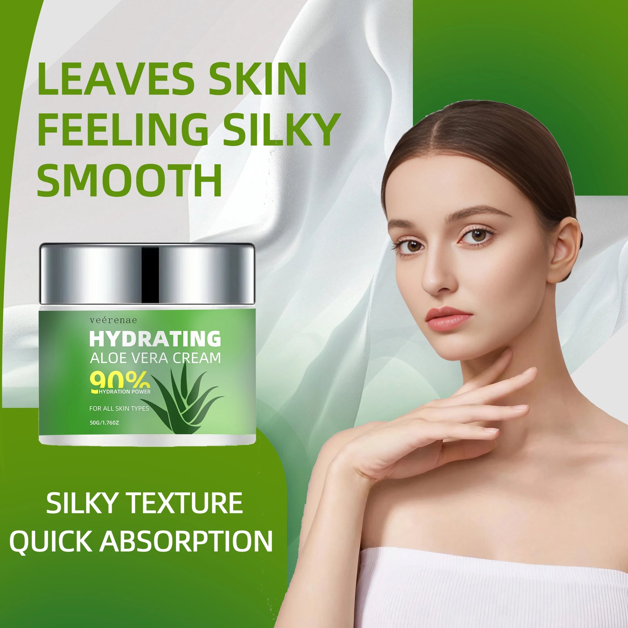 Veérenae Aloe Vera Face Cream – Hydrating, Non-Greasy Moisturizer Aloe Vera Face Cream Oasis Select