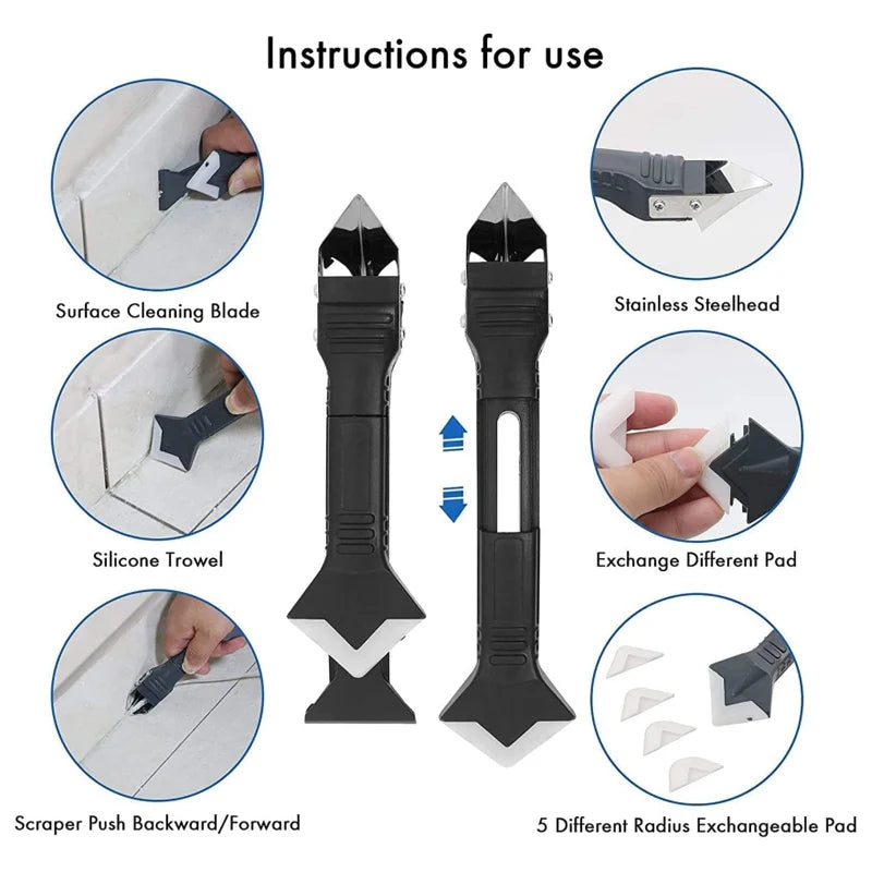 Silicone Scraper Sealant Smooth Remover Tool Set 9 In 1 Floor Caulk Finisher Grout Kit Glass Glue Angle Scraper Set Accessoriess Oasis Select