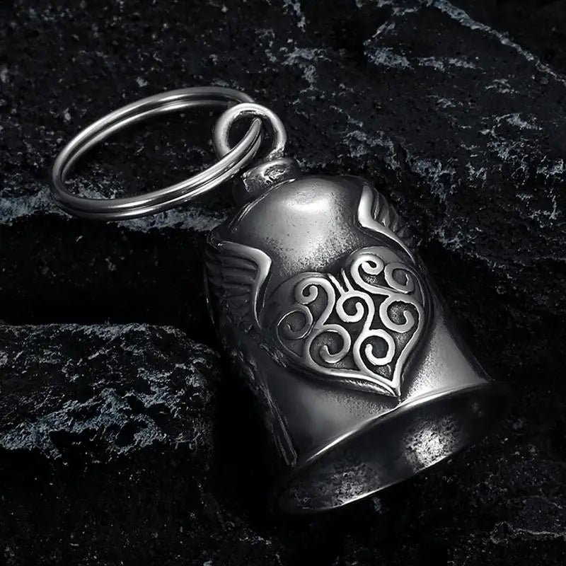 Motorcycle Bell Fashion Lucky Bell Pendant Heart Wing Motorcycle Bell for Men Motorcycle Punk Rock Exorcism Pendant Accessories Oasis Select