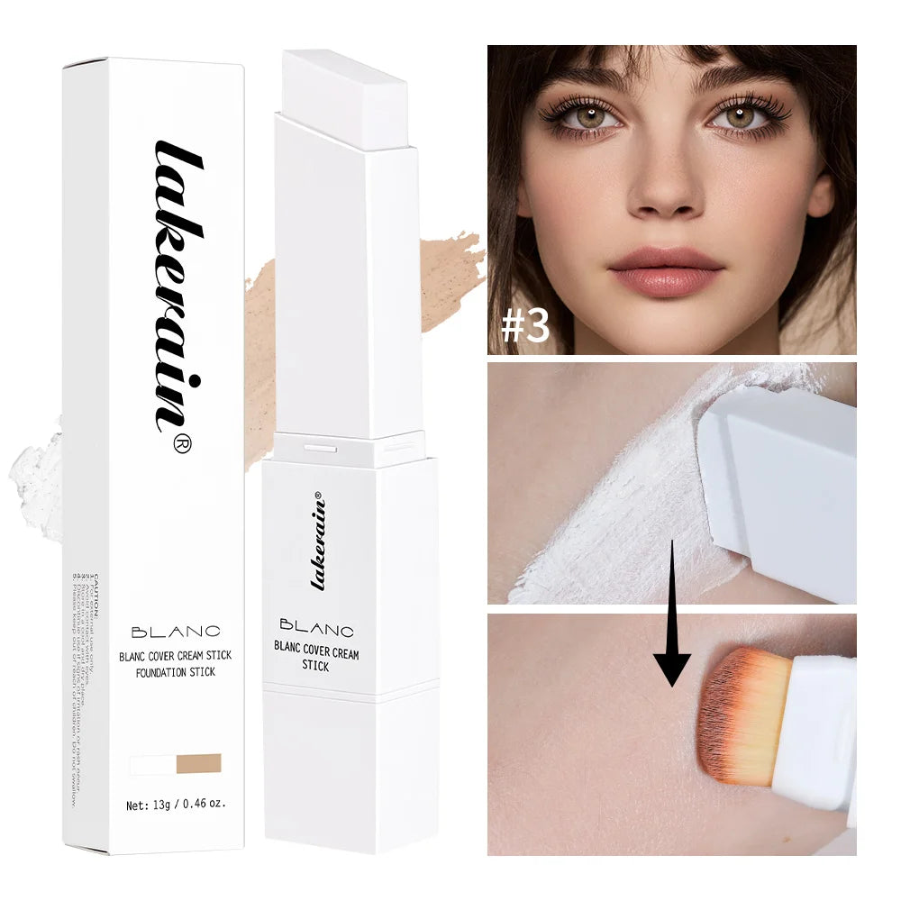 Blanc Cover Cream Stick Changing Foundation Stick Color Changing Foundation with Detachable Brush Hight Coverage Base Makeup Oasis Select