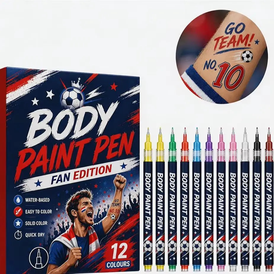 Sports Fan Body Paint Markers, 12 Vibrant Colors Waterproof Water-Based Face & Body Pens for Game Day & Carnival Oasis Select 1boxed