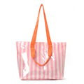 1pcs Women's Striped Handbag Travel Bag Portable Shoulder Bag Shoulder Storage Bag Is An Ideal Clothing Accessory Oasis Select Beige Pink