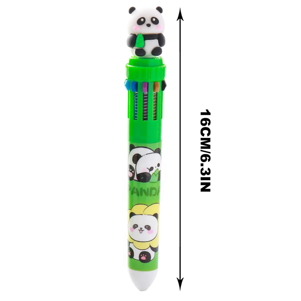 Cute Panda 10-in-1 Multicolor Ballpoint Pen | Kawaii Stationery Novelty Ballpoint Pen Oasis Select