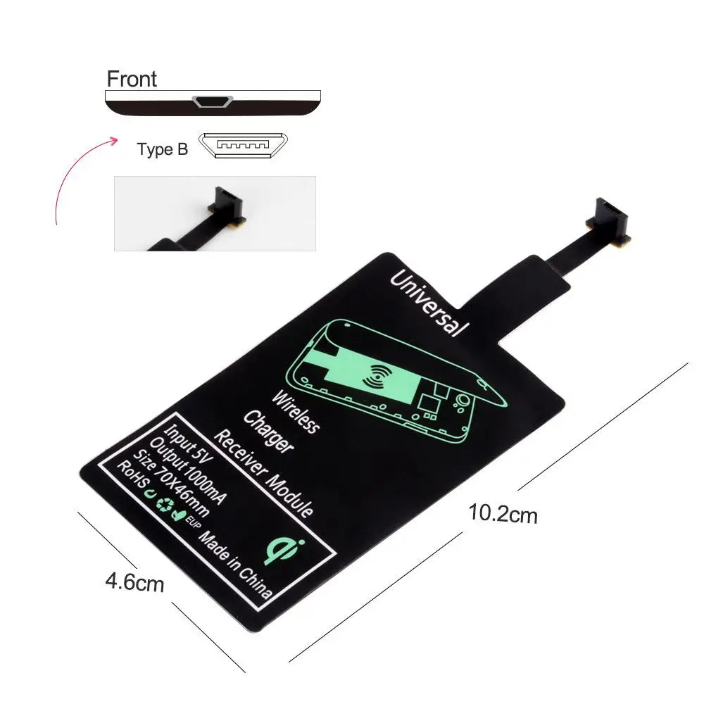 For iPhone 5 5S SE 6 6S 6Plus 7 Plus Android Type-C Adapter Qi Wireless Charging Induction Patch Charge Coil Receiver Charger Oasis Select