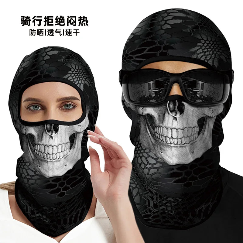 3D Funny Mask Motorcycle Face Cover Ski Mask Joker Skull Balaclava Headgear Outdoor Hiking Camping Neck Gaiter Bandana Scarf Men Oasis Select Clear
