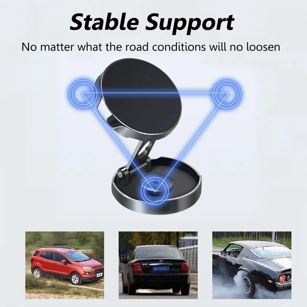 2024 Mobile Phone Stand Strong Magnetic Car Holder 720° Foldable Round Bracket Support for Universal Phones Mount Holders In Car Oasis Select