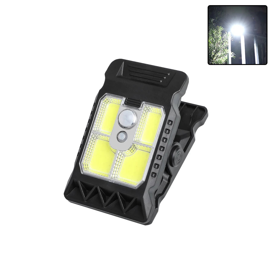 Solar Clip LED Light – 4 Modes, PIR Sensor, IP65, USB Charge