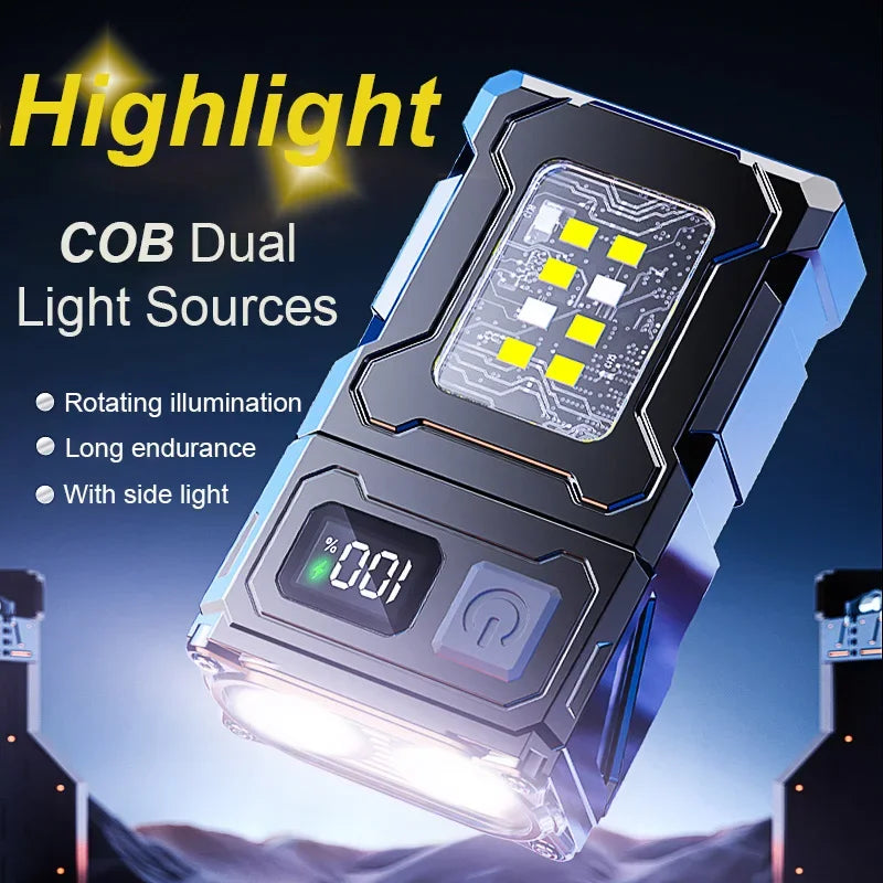 2024 New Multifunctional COB Flashlight Ajustable Angle LED Outdoor Torch Portable Keychain Light Magnetic Camping Warning Lamp Oasis Select