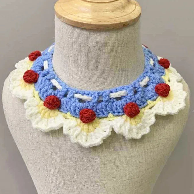 Cat Scarf Dog Bib Snow White Knitted Pet Accessories Collar Wool Collar Flower Bow Tie Dog Saliva Towel Oasis Select