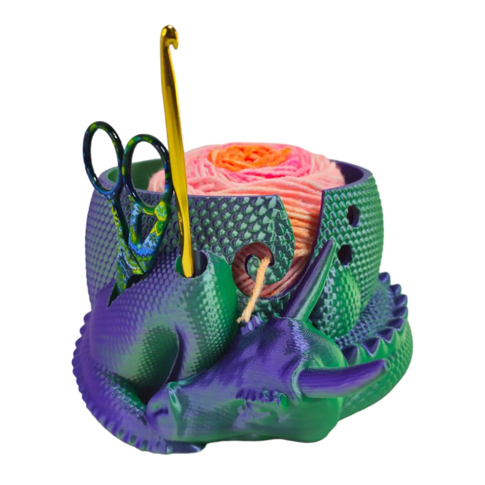 3D Printed Dragon Yarn Bowl – Knitting & Crochet Organizer Yarn Bowl Organizer Oasis Select Green One Size