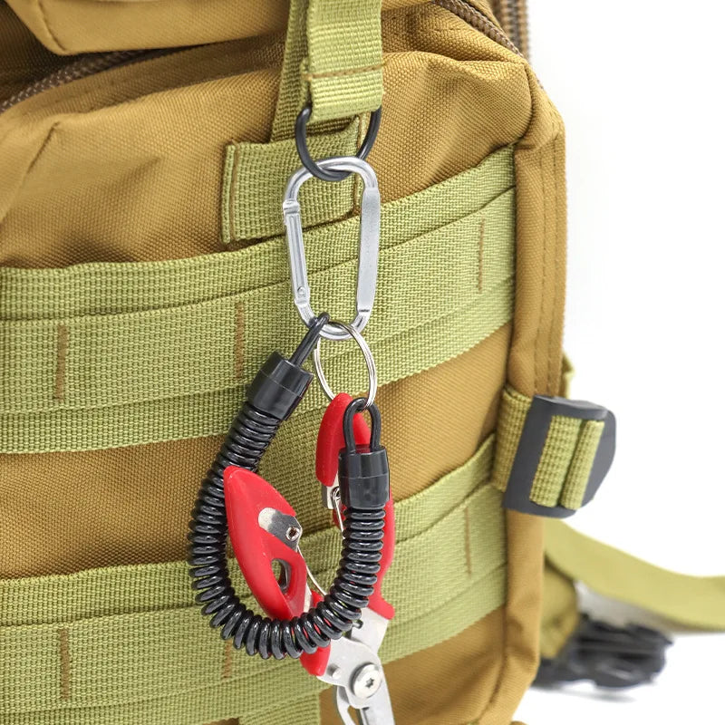Fishing Lanyards 5pcs Tactical Retractable Spring Elastic Rope With Carabiner Camping Anti-lost Phone Keychain Fishing Rope Oasis Select
