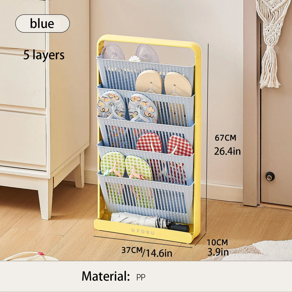 Shoe storage rack, space-saving multifunctional storage rack, suitable for living room, bedroom, also functions as a bookshelf. Oasis Select blue 5 layers
