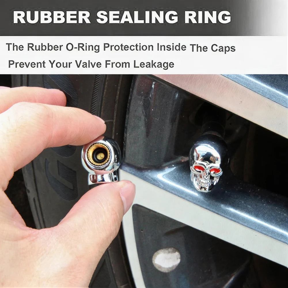 4Pcs Skull Style Tire Valve Stem Caps , Tire Wheel Valve Stem Dust Caps for Cars Trucks Trailers SUV's RV's Motorcycles Bikes Oasis Select