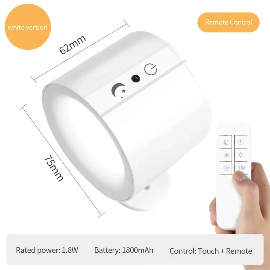Rechargeable LED Wall Lamp – Dual Head, Touch & Remote LED Wall Sconce Oasis Select White