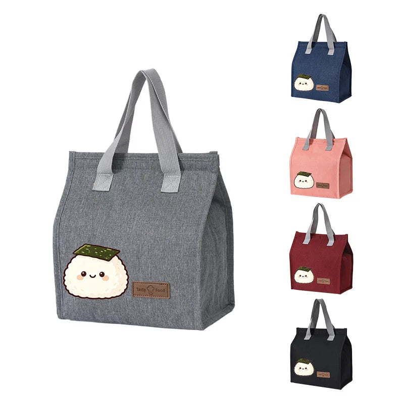 Kawaii Onigiri Print Insulated Lunch Bag Waterproof Oxford Thermal Cooler Tote Bag for School Work Camping Oasis Select