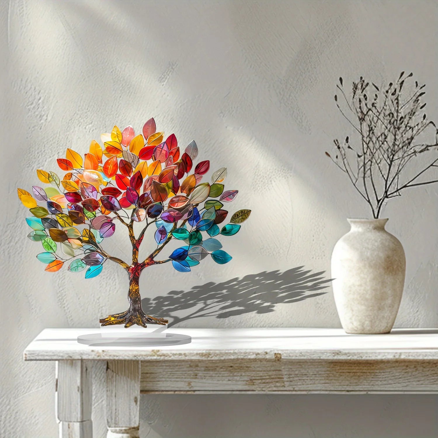 2D Flat Acrylic Tree of Life Desktop Decoration Small Decoration Waterproof Wear-resistant Desk Counter Pendant Decoration Oasis Select