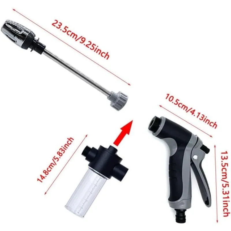 Powerful Jet Spray High Pressure Car Wash Spray Gun with Soap Dispenser Long Rod Garden Hose Nozzle for Plant Watering Lawn Care Oasis Select