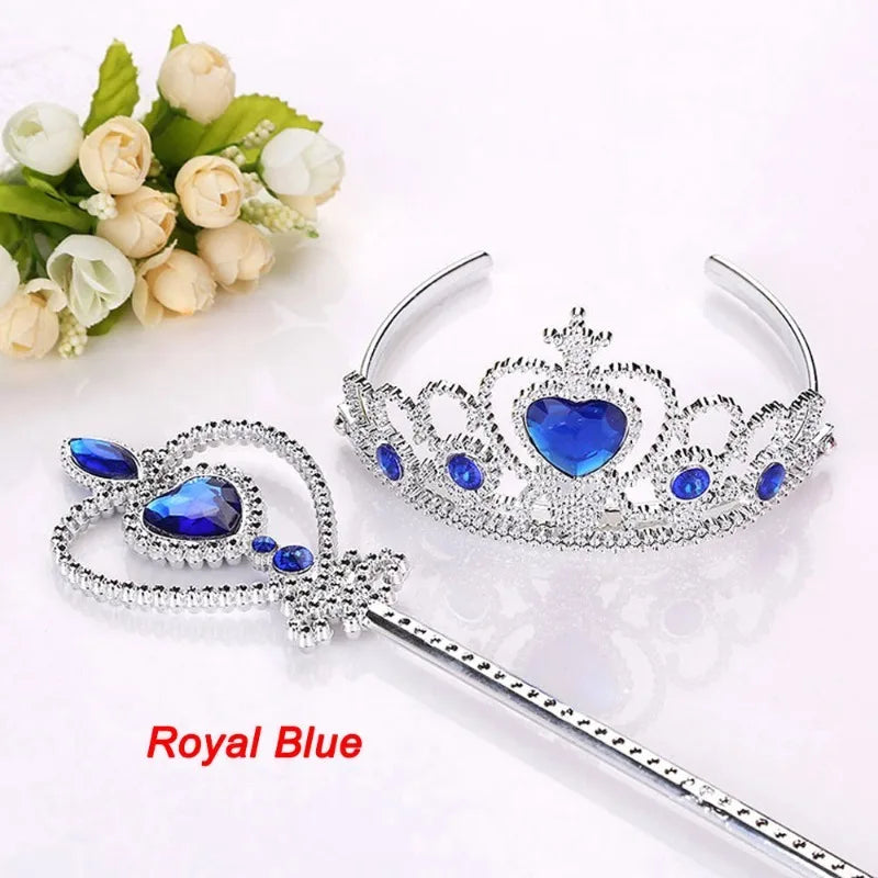 2Pcs Sweet Princess Tiara Crown Headband for Girls, Rapunzel Elsa Cosplay Hair Jewelry with Magic Tights Party Gift Accessories Oasis Select
