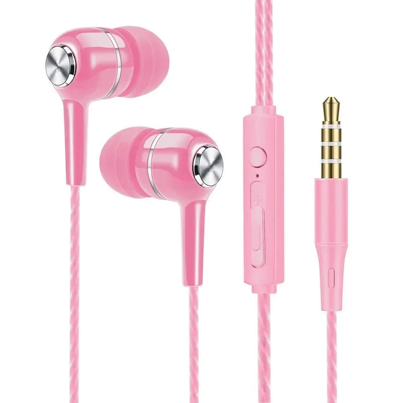 3.5mm Wired Headphones In Ear Headset Wired Earphones with Microphone Bass HiFi Stereo Earbuds Sports In-line Control For Phones Oasis Select Pink