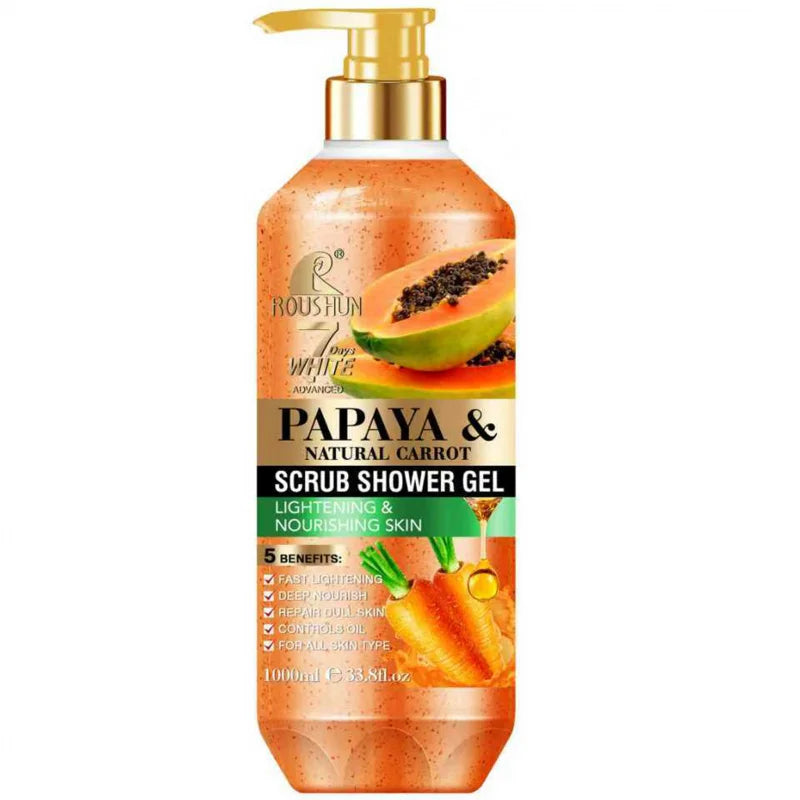 ROUSHUN Papaya Carrot Scrub Shower Gel 1000ml – Moisturizing
