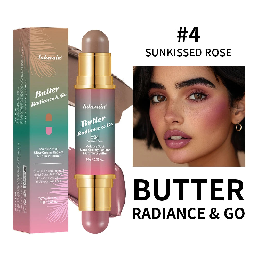Lakerain Double-Headed Bronzer Blush Stick – Multiuse Glow Bronzer Blush Stick Oasis Select 4 Sunkissed Rose