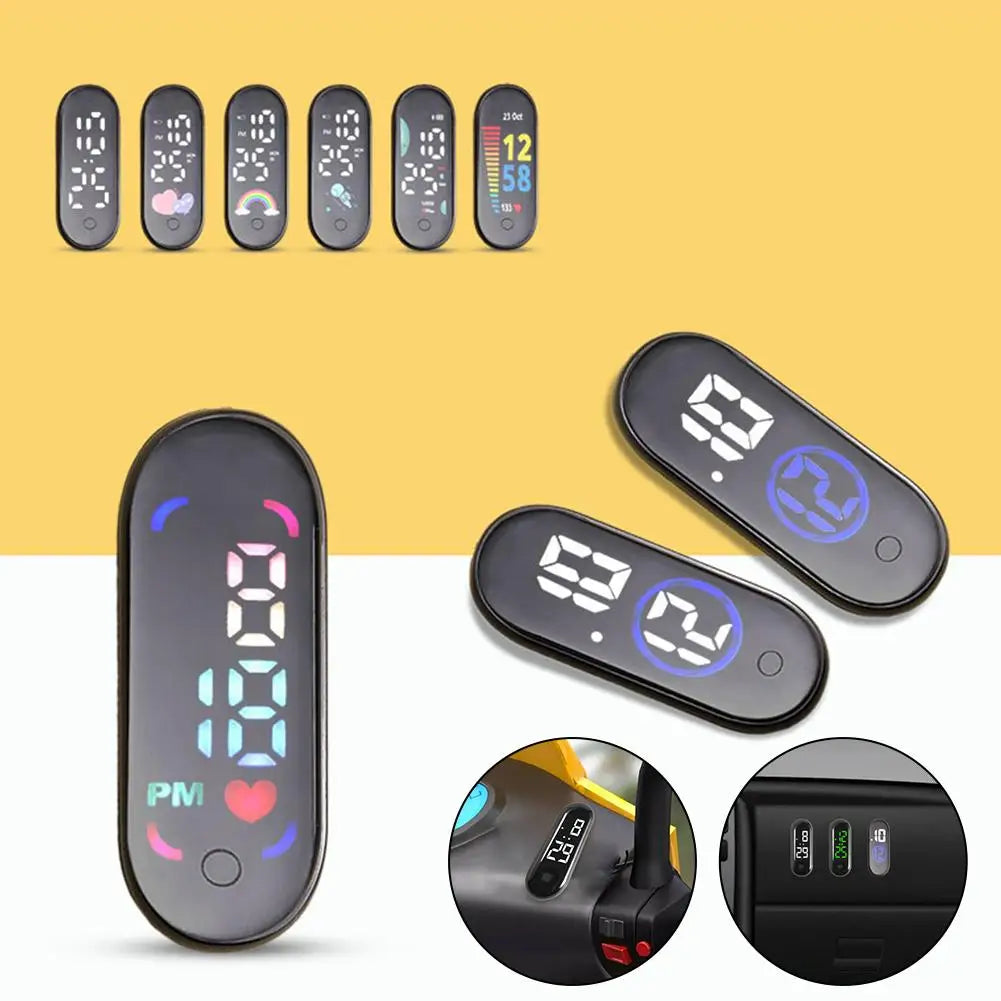 Luminous Motorcycle Car Clock Auto Internal Stick-On Mini Sport Waterproof Watch Mechanics Led Clocks Auto Ornament Accessories Oasis Select