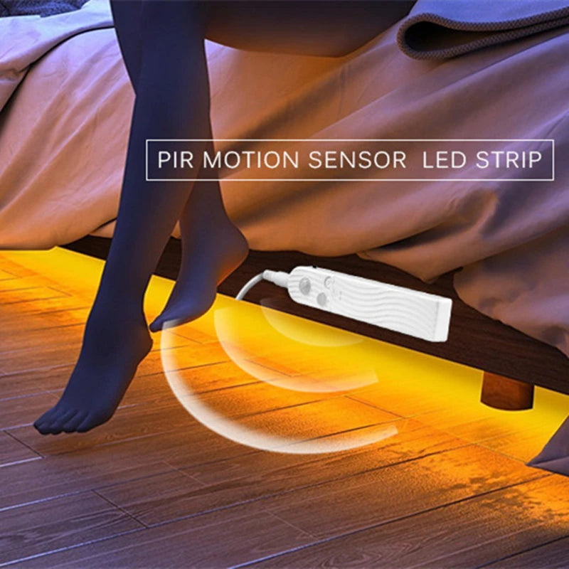 Led Light Strip PIR Motion Sensor Induction Lamp Tape Battery Powered 60leds/M 2835SMD Night Light for Bed Closet Wardrobe Stair Oasis Select